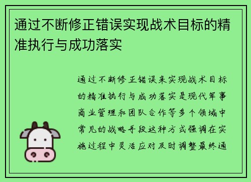 通过不断修正错误实现战术目标的精准执行与成功落实